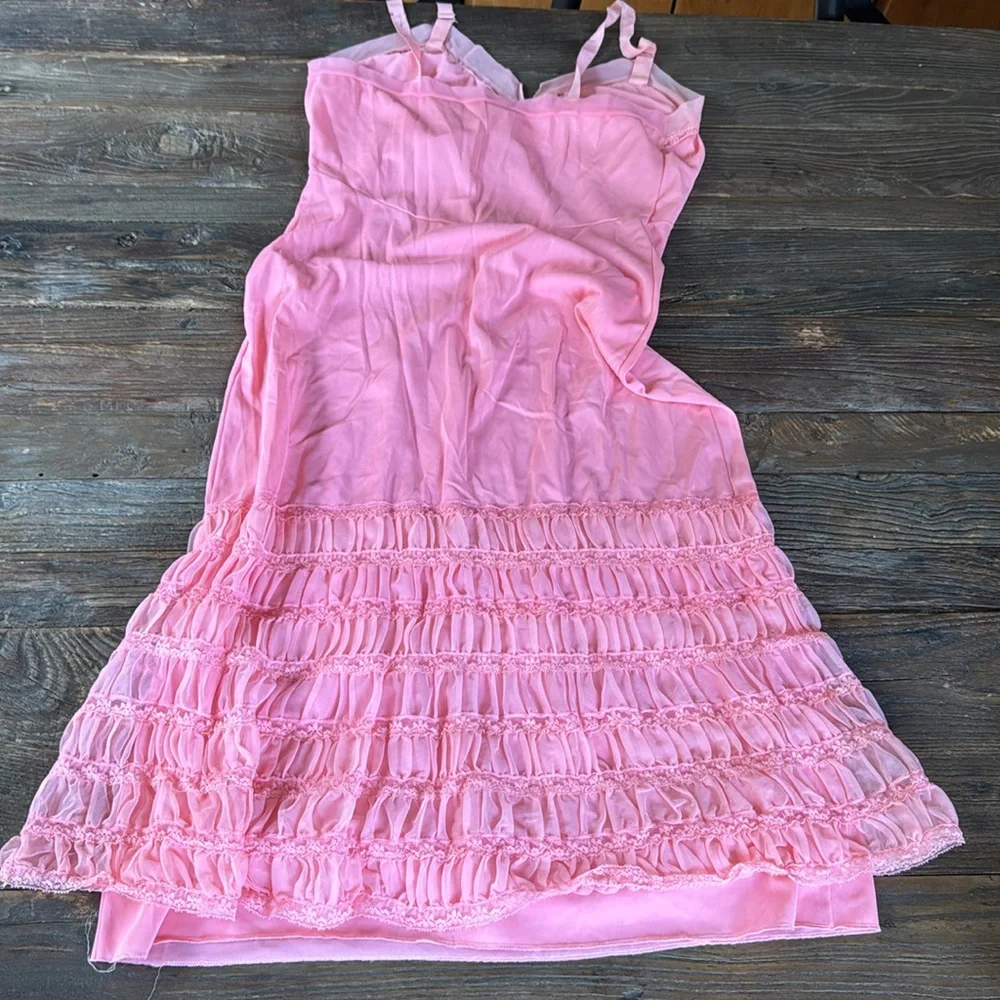 Vintage Pink Slip Chemise with Ruffle Hem - Picture 10 of 14